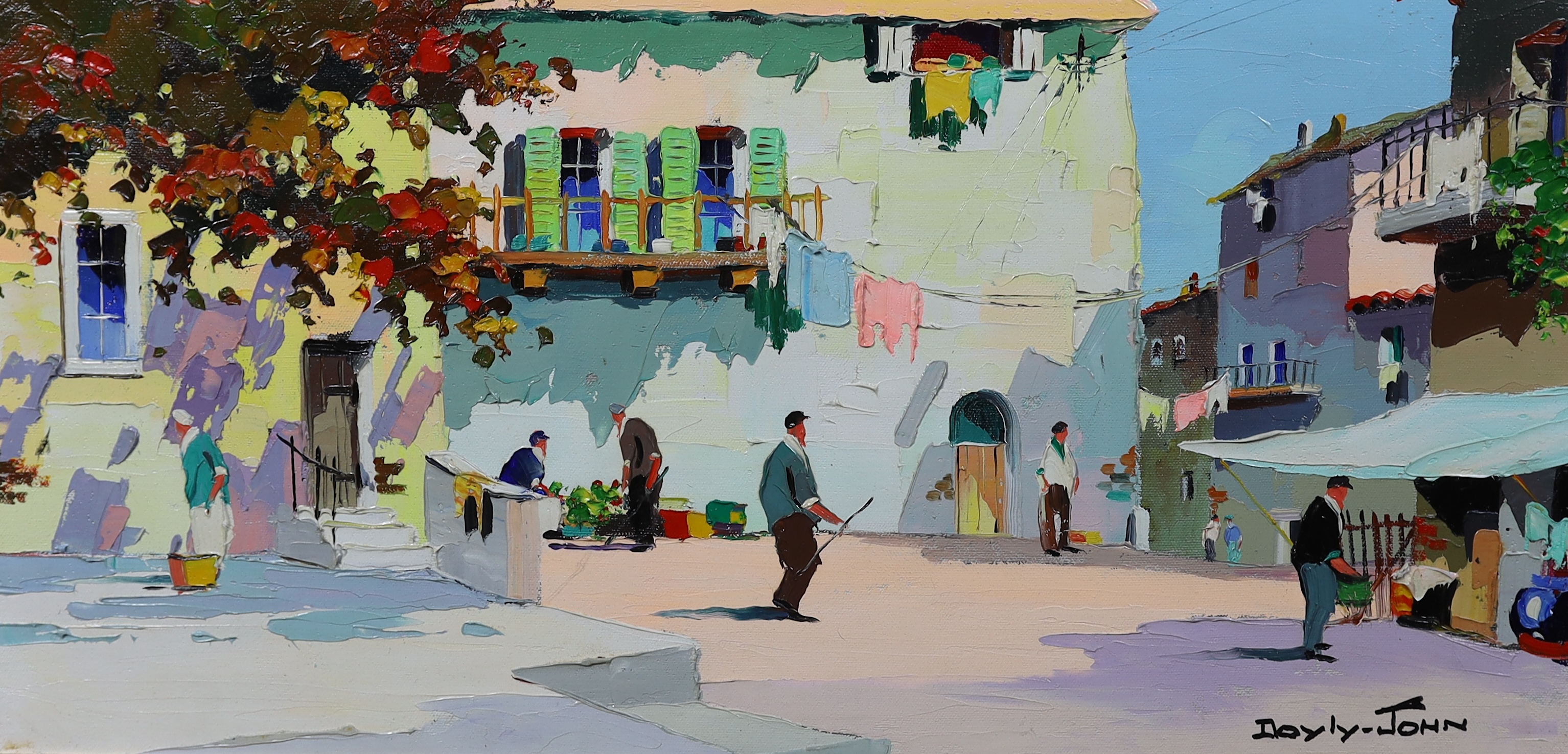 Cecil Rochfort D’Oyly John (English, 1906-1993), 'Village of Eze', oil on canvas, 35 x 70cm